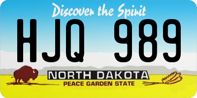 ND license plate HJQ989