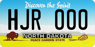 ND license plate HJR000
