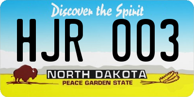 ND license plate HJR003