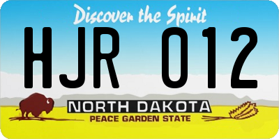 ND license plate HJR012