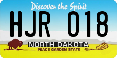 ND license plate HJR018
