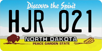 ND license plate HJR021