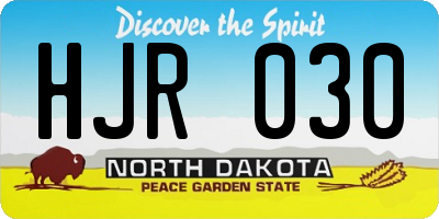 ND license plate HJR030