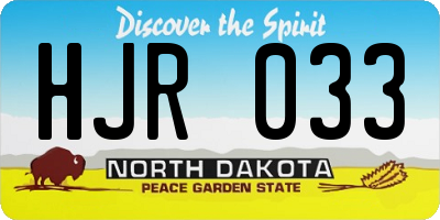 ND license plate HJR033