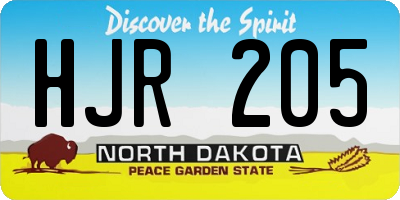 ND license plate HJR205