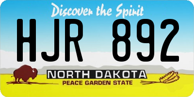 ND license plate HJR892