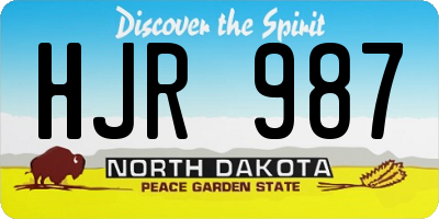 ND license plate HJR987