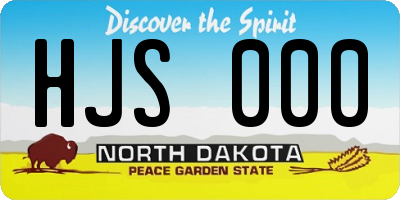 ND license plate HJS000