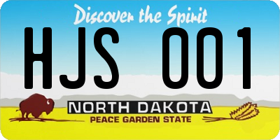 ND license plate HJS001
