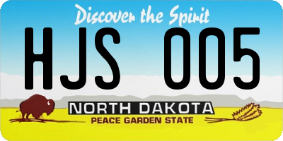 ND license plate HJS005