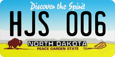 ND license plate HJS006