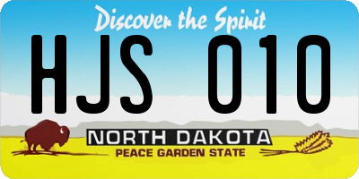 ND license plate HJS010