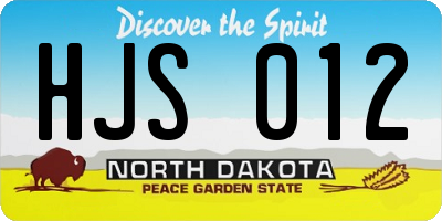 ND license plate HJS012