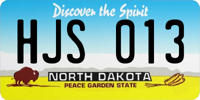 ND license plate HJS013