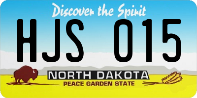 ND license plate HJS015
