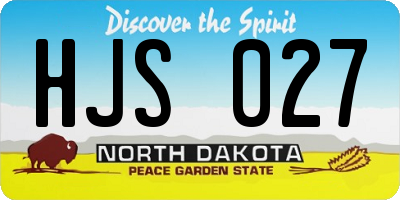 ND license plate HJS027