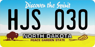ND license plate HJS030