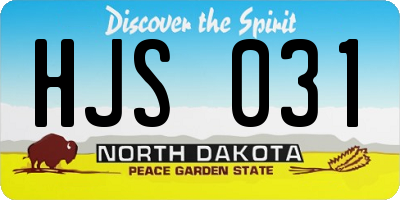 ND license plate HJS031