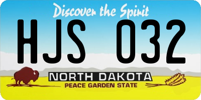 ND license plate HJS032