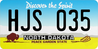 ND license plate HJS035