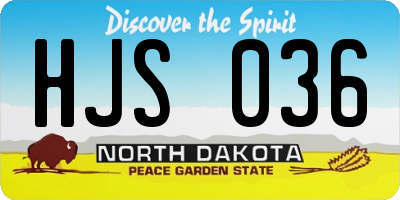 ND license plate HJS036