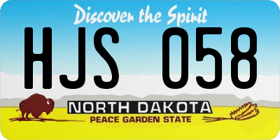 ND license plate HJS058