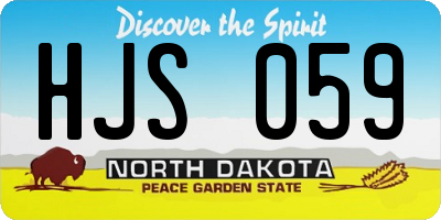ND license plate HJS059