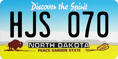 ND license plate HJS070