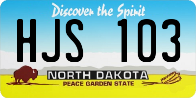 ND license plate HJS103