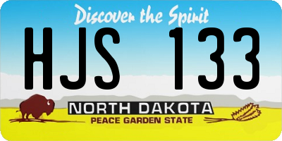 ND license plate HJS133
