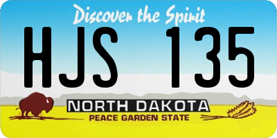 ND license plate HJS135