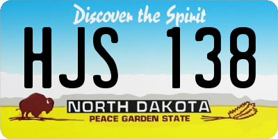 ND license plate HJS138