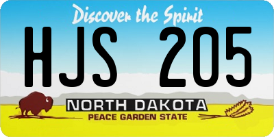 ND license plate HJS205
