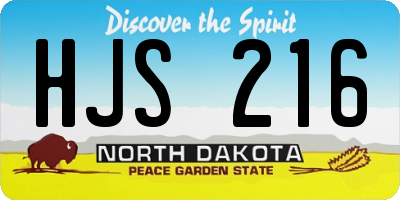 ND license plate HJS216