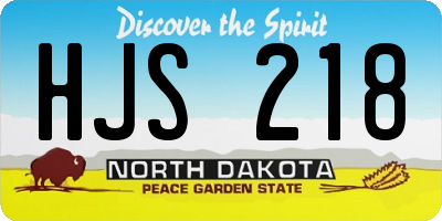ND license plate HJS218