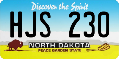 ND license plate HJS230