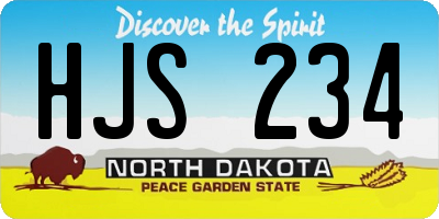 ND license plate HJS234