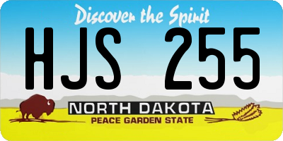 ND license plate HJS255