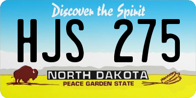 ND license plate HJS275