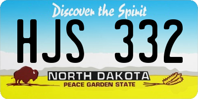 ND license plate HJS332