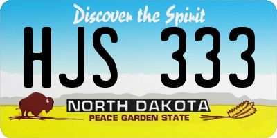 ND license plate HJS333