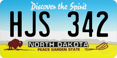 ND license plate HJS342