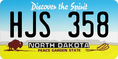 ND license plate HJS358