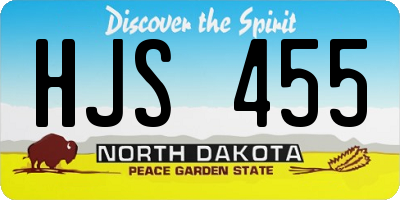 ND license plate HJS455