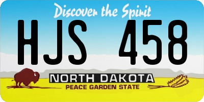ND license plate HJS458
