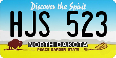 ND license plate HJS523