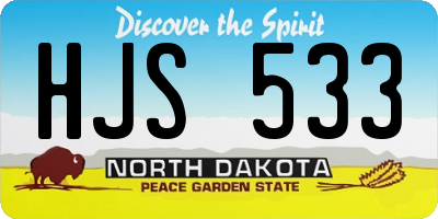 ND license plate HJS533
