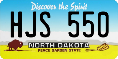 ND license plate HJS550