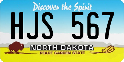 ND license plate HJS567