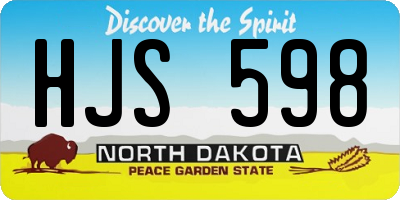 ND license plate HJS598